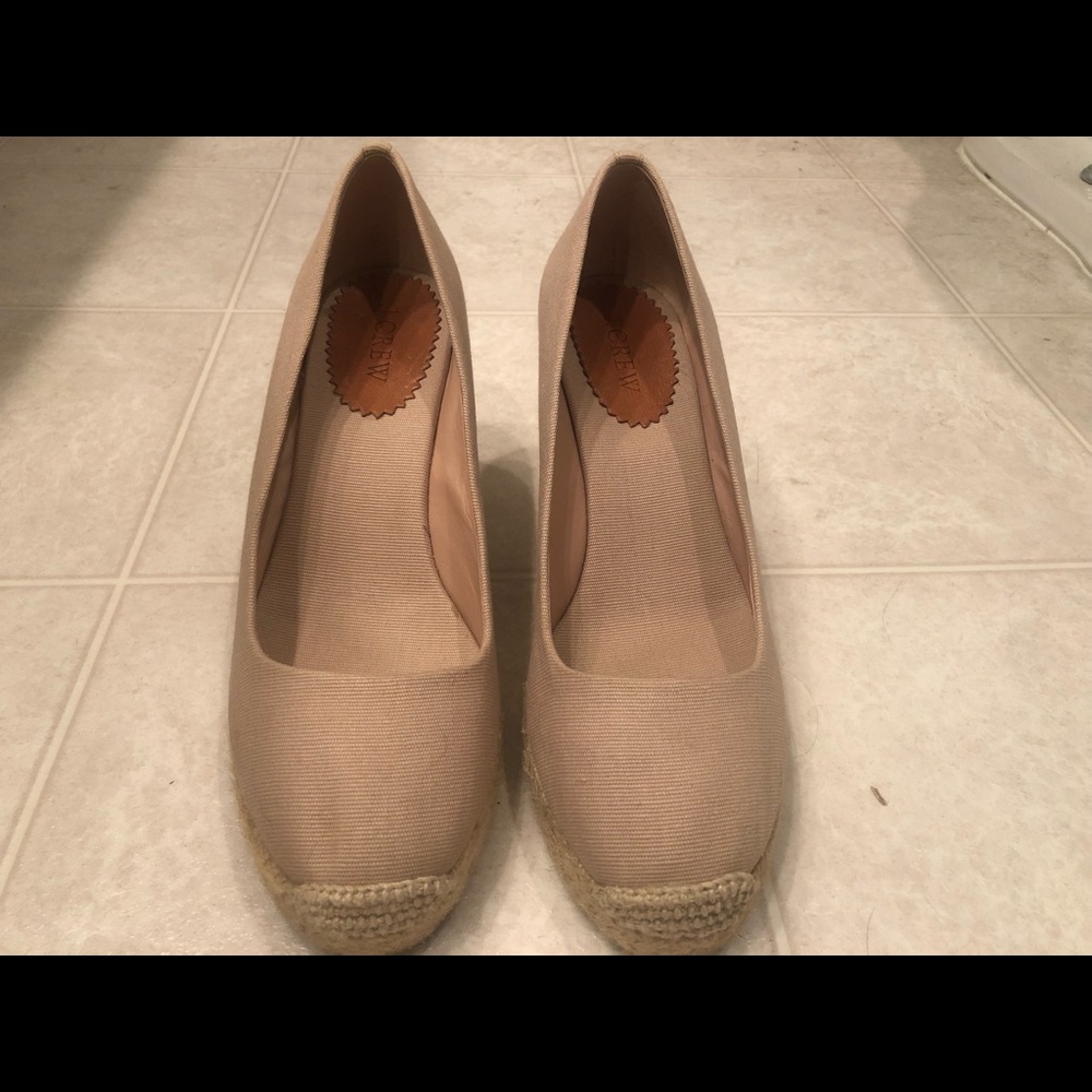 J Crew nude wedges size 9